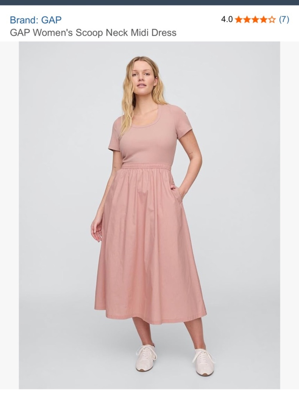 GAP Scoop Neck Midi Dress in Dusty Rose Size M , L NWT - Picture 4 of 6